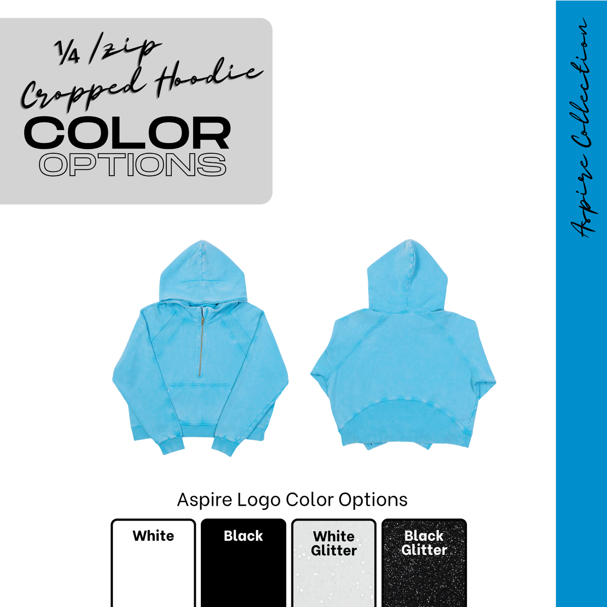 Aspire Blue Hoodie with 1/4 Zip with Back and Hood Detail