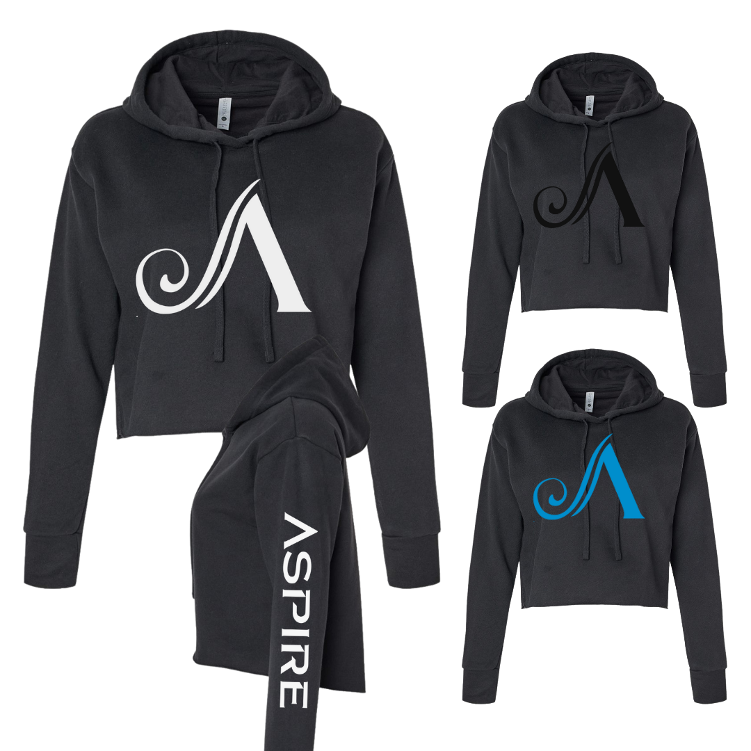 Aspire Cropped Hoodie with Front Logo + Sleeve Detail