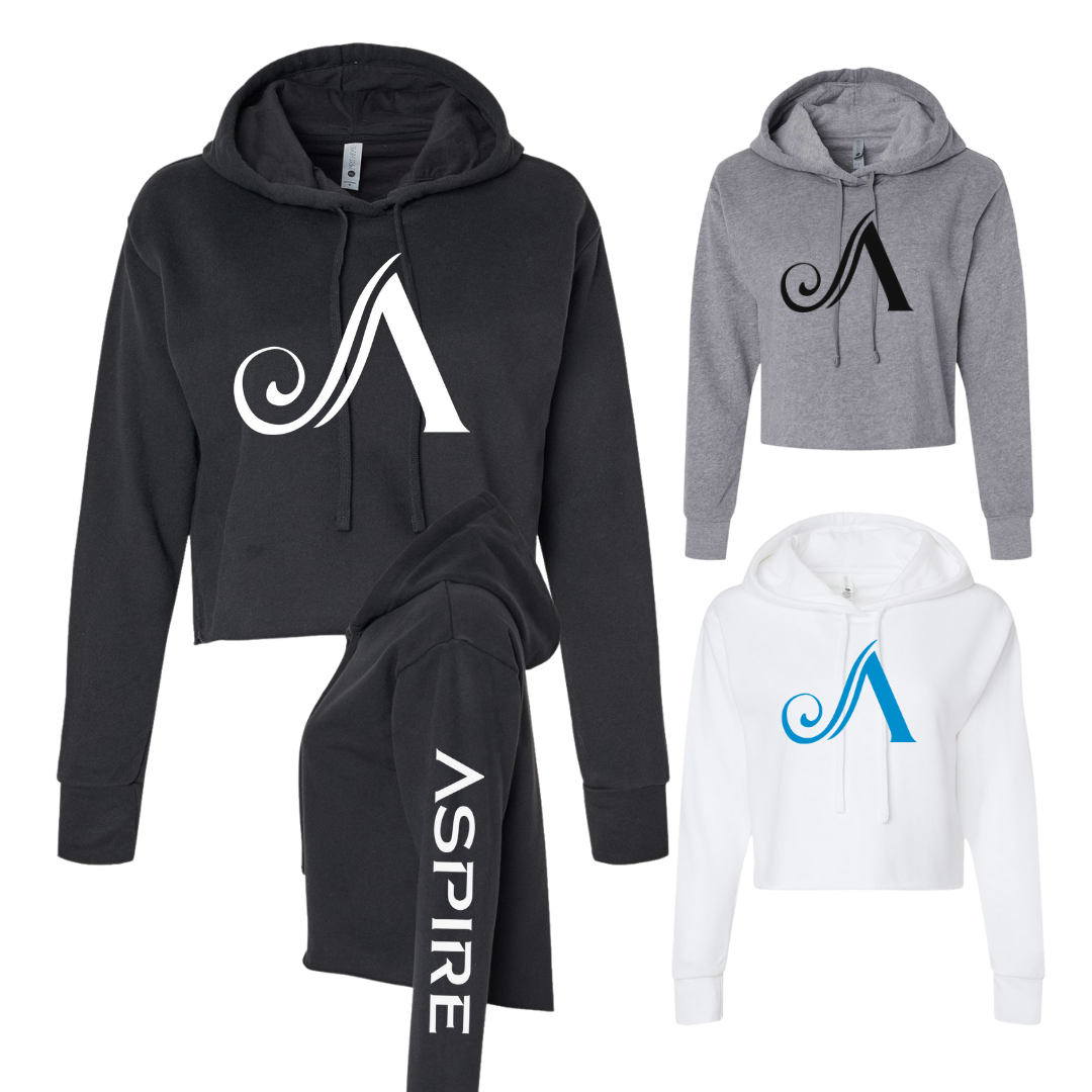 Aspire Cropped Hoodie with Front Logo + Sleeve Detail