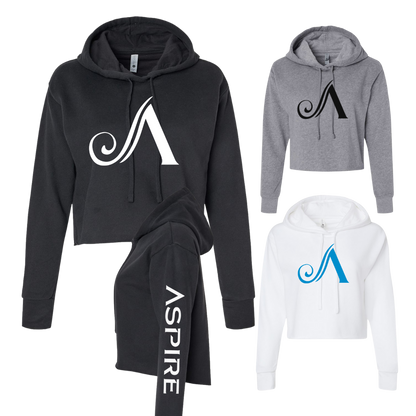 Aspire Cropped Hoodie with Front Logo + Sleeve Detail