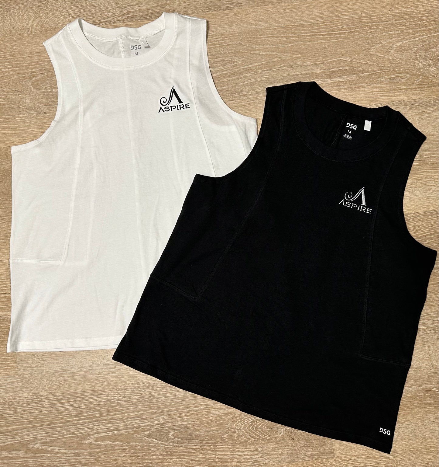 Aspire Tank with Embroidered Logo - Black and White