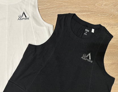 Aspire Tank with Embroidered Logo - Black and White