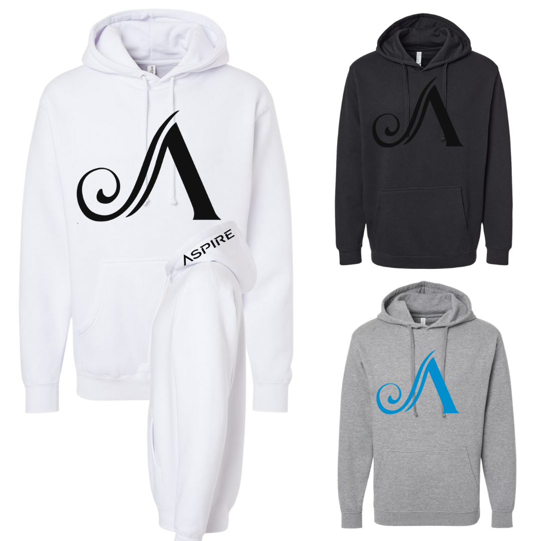 Aspire Unisex Hoodie with Front Logo + Hood Detail